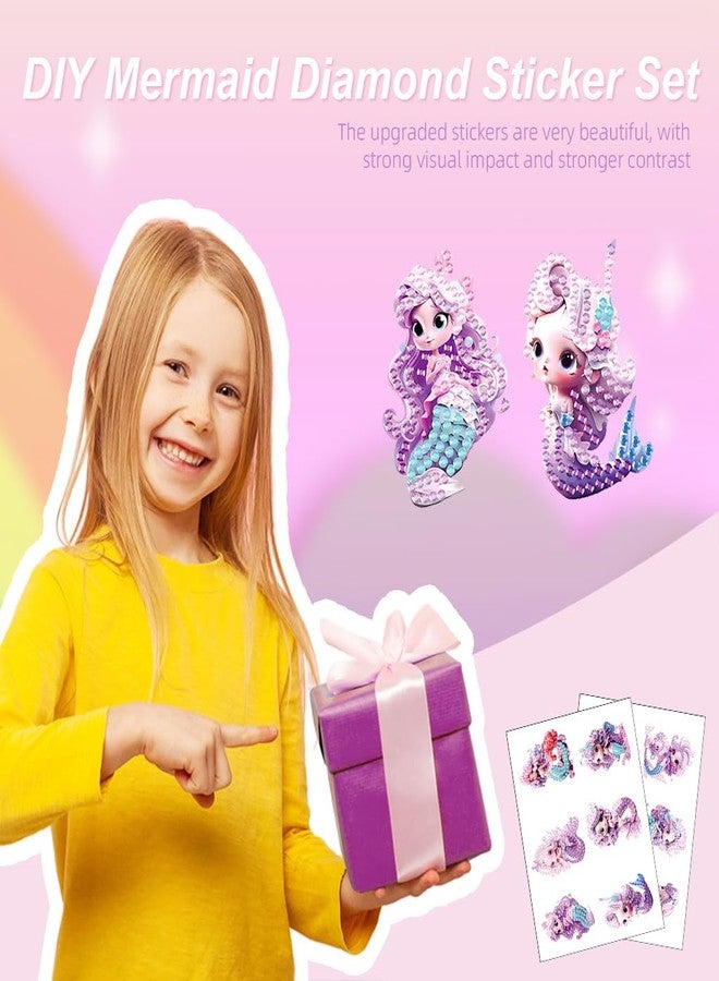 PATPAT® Kawaii Diamond Art Stickers,12 Pcs Purple Mermaid Princess Gem Art Diamond Art Art Stickers Kits - Image 2